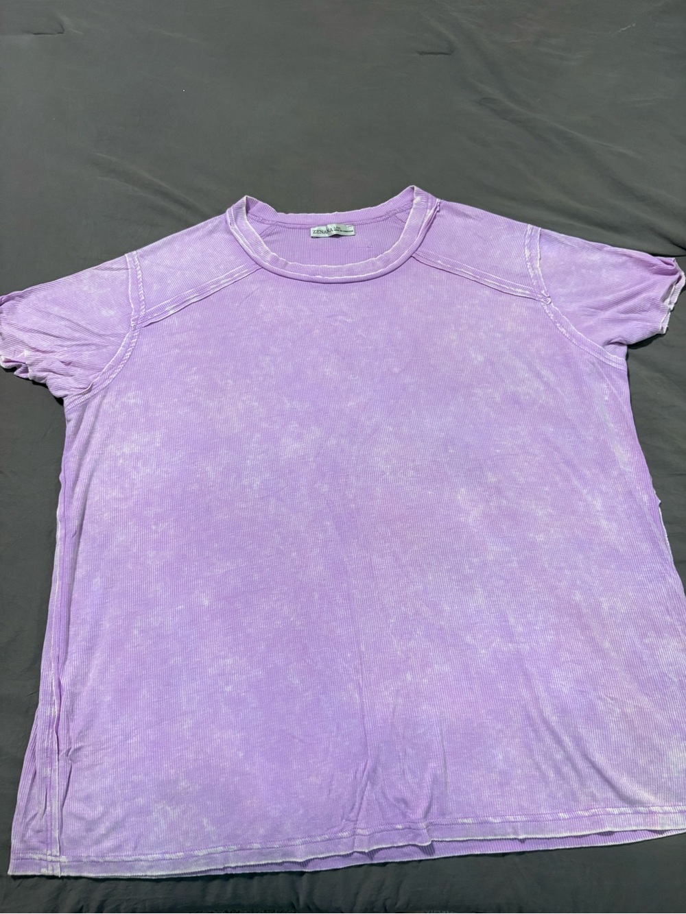 Zenana Outfitters Lavender Ribbed Crewneck Tee